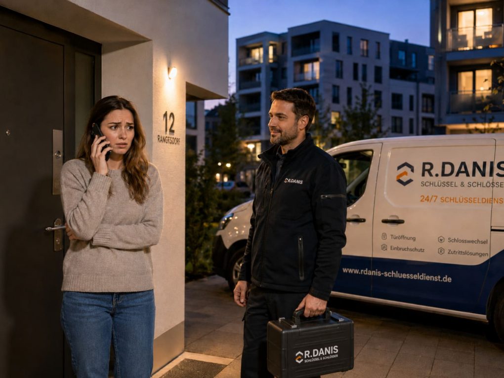 Professioneller Schlosswechsel in Ramersdorf-Perlach - R.Danis Schlüsseldienst Professionelle Hände beim Einbau eines modernen Sicherheitszylinders in eine Wohnungstür