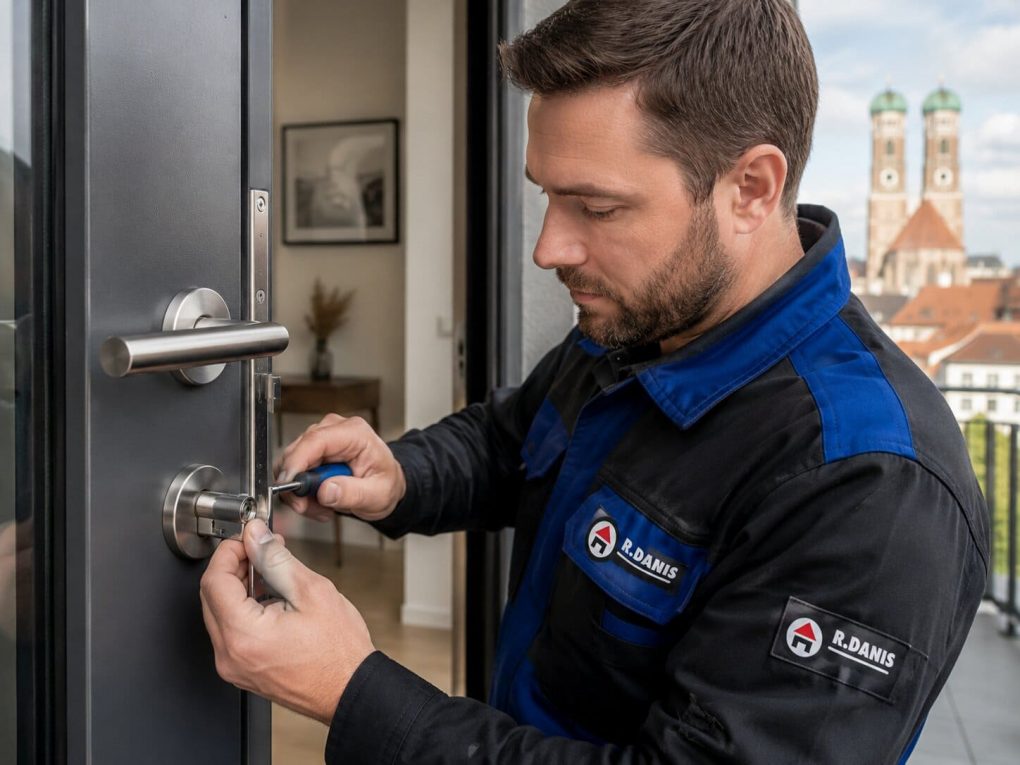 Professioneller Schlosswechsel München – Techniker installiert neuen Schließzylinder