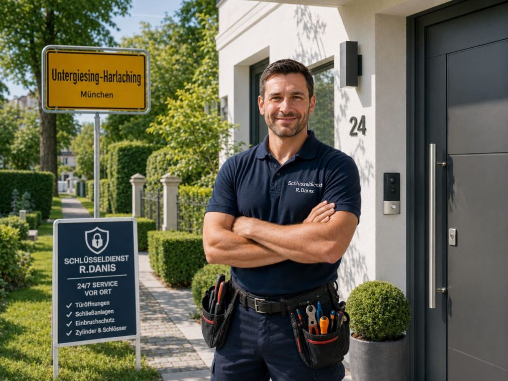 Schlüsseldienst Untergiesing-Harlaching - Schlüsseldienst R.Danis München Zertifizierter Schlüsseldienst Techniker mit Werkzeugtasche und professioneller Ausrüstung in Untergiesing-Harlaching