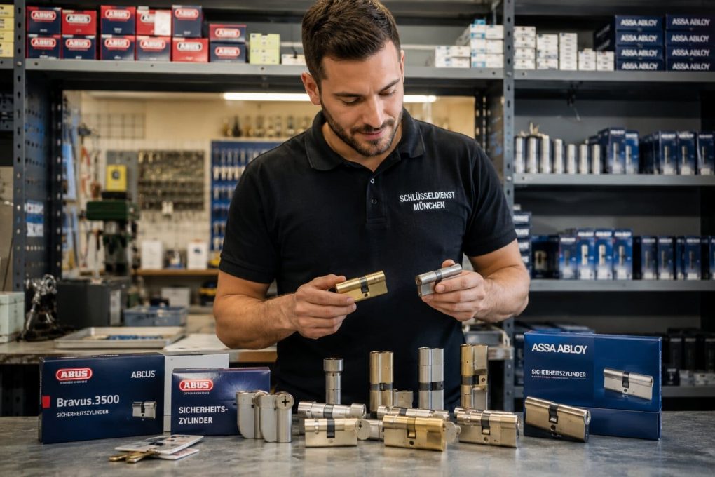 Techniker mit professionellen Sicherheitszylindern in R.Danis Lager München